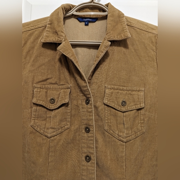 REITMANS | corduroy drop waist belted dress, size 5, cognac light brown - Picture 3 of 3